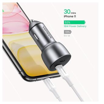Автозарядка UGREEN QC 3.0+QC 3.0 Dual USB-A 40W Fast Car Charger Косм. Сіра (CD213) (70594) фото №6