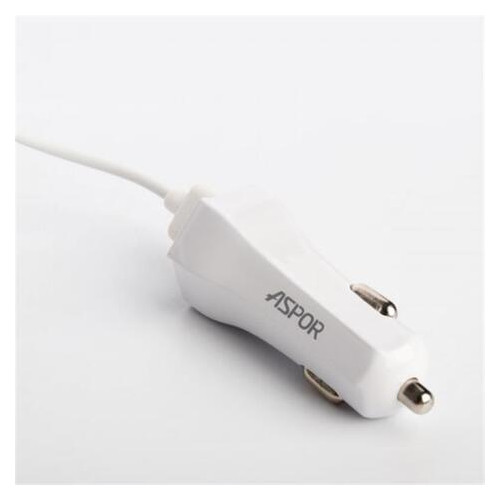 Автомобильное зарядное устройство Aspor A901C White (920001) + кабель Lightning фото №3