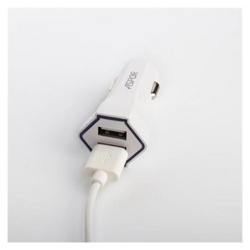 Автомобильное зарядное устройство Aspor A901C White (920001) + кабель Lightning фото №2