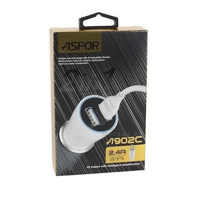 Автомобильное зарядное устройство Aspor A902C White (920006) + кабель Lightning фото №3