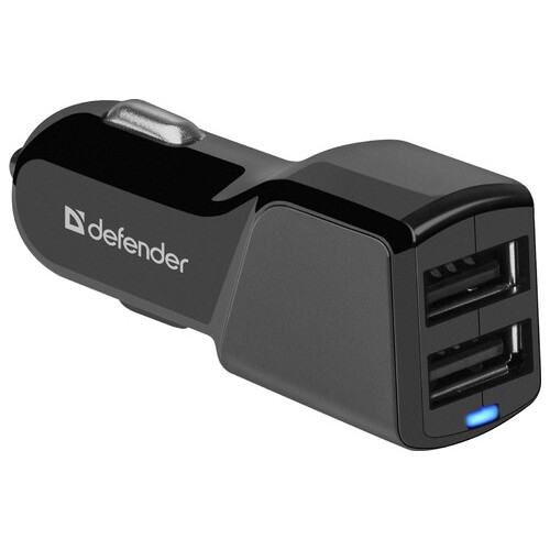 Автомобільний зарядний пристрій 2 USB 3.4A Defender UCA-34 чорний (83834) фото №1