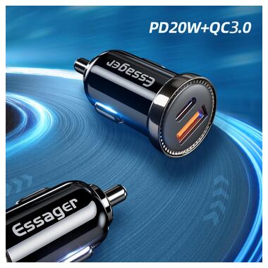 Автомобільний зарядний пристрій Essager ECC2Q-WL0A black фото №3
