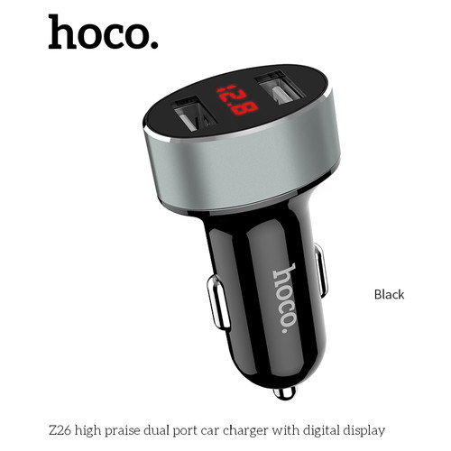 Адаптер автомобильный Hoco Z26 2USB Black фото №1