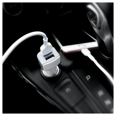 Автомобільний зарядний пристрій HOCO Z23 grand style dual-port car charger set with Micro cable White фото №3