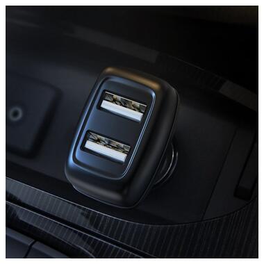 Автомобільний зарядний пристрій HOCO Z36 Leader dual port car charger Black фото №4
