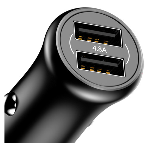 Автомобільний зарядний пристрій Baseus Gentleman 4.8A Dual-USB Black (CCALL-GB01) фото №2