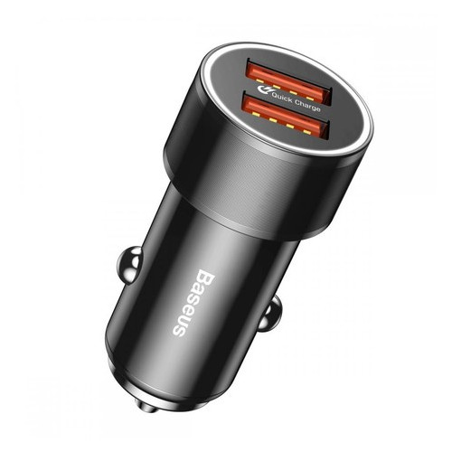Автомобільний зарядний пристрій Baseus Small Screw Dual-USB QC 3.0 Чорний (CAXLD-B01) фото №1