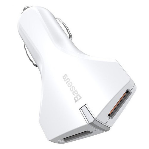 Автомобільний зарядний пристрій Baseus Small Rocket QC3.0 Dual-USB білий фото №1