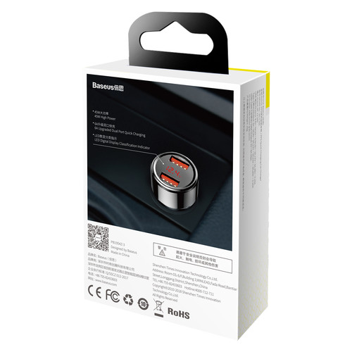 Автомобільний зарядний пристрій Baseus Magic Series Dual-USB QC 3.0 45W Black (CCMLC20A-01) фото №5