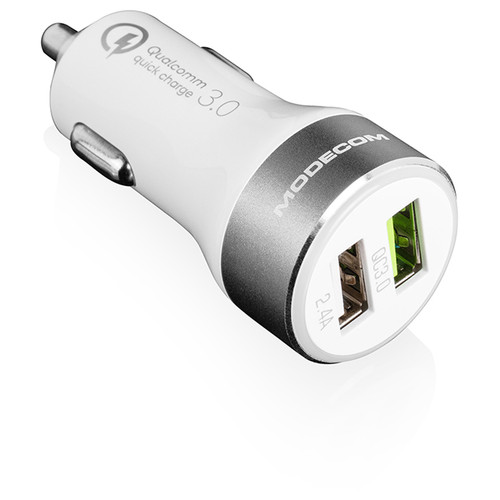 Автомобільний зарядний пристрій Modecom QCU2-07 2 USB 2.4A QC3.0 USB білий (ZT-MC-QCU2-07) фото №1
