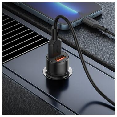 Автомобільний зарядний пристрій BOROFONE BZ19 Wisdom dual port car charger set(iP) Black фото №3
