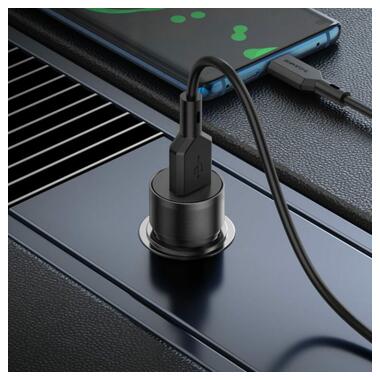 Автомобільний зарядний пристрій BOROFONE BZ19A Wisdom single port QC3.0 car charger Black фото №3