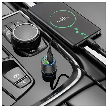 Автомобільний зарядний пристрій BOROFONE BZ21A Brilliant 36W dual port QC3.0 car charger Black фото №5