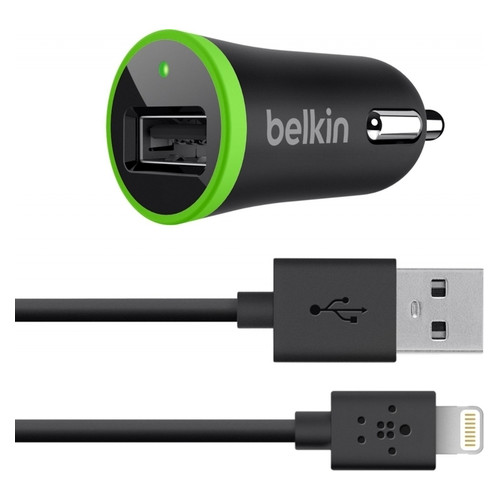 Автомобильные зарядное Belkin Car Charger с Кабелем Lightning to USB (10 watt/2.4A) Black (ARM43139)