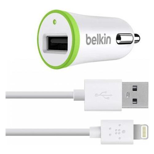 Автомобільні зарядні Belkin Car Charger з кабелем Lightning to USB (10 watt/2.4A) White (ARM43140) фото №1