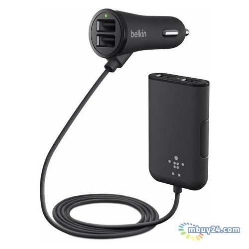 Автомобільний зарядний пристрій Belkin Road Rockstar USB Charger 2 USB x 2.4Amp 2 USB x 1.2Amp Чорний фото №1