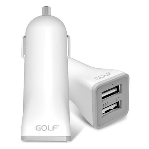 Автомобильное зарядное устройство Golf GF-C2 Car charger 2USB 3,1A White фото №1