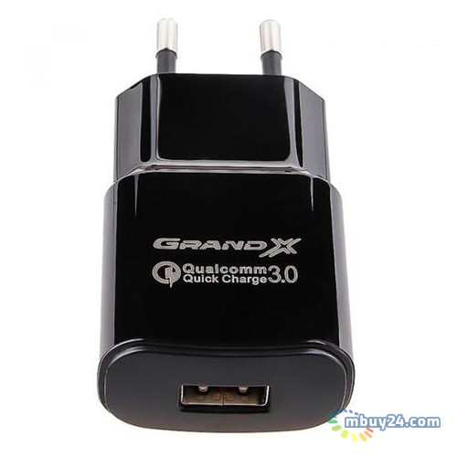 Зарядний пристрій Grand-X QC3.0 (1xUSB 3.6В-12В/1.5А-3А) Black (CH-550TC) кабель USB-TypeC фото №2