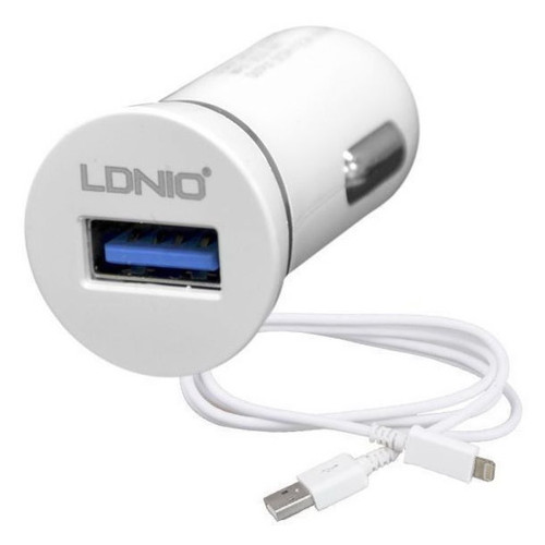 Адаптер автомобильный Ldnio Lightning cable DL-C12 1USB White фото №1