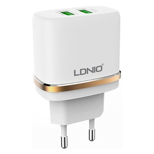 Автомобильное зарядное устройство Ldnio DL-AC52 Travel charger 2USB 2.4A with Lightning cable White фото №1