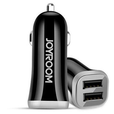 Автомобільний зарядний Joyroom C-M216 3.1A 2 USB з кабелем Lightning чорний фото №2