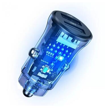 Автомобільний зарядний пристрій Usams US-CC162 C31 15W Transparent Dual USB A+A Mini Car Charger фото №4