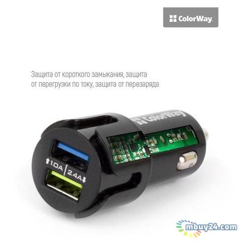 Автомобільний зарядний пристрій ColorWay Black (CW-CHA007-BK) фото №2