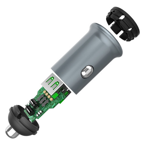 Автомобільний зарядний пристрій ColorWay (2USBx2.4A, 36W) Quick Charge 3.0 Gray (CW-CHA036Q-GR) фото №5