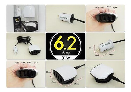 Автомобильное зарядное устройство Capdase Quartet USB Car Charger Boosta Z4 (6.2 A) White (CA00-7B02) фото №4