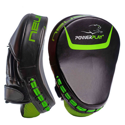 Лапи боксерські PowerPlay 3041 PU Чорно-Зелені фото №1