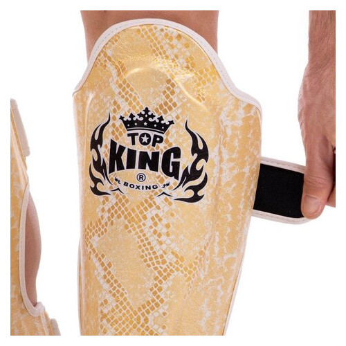 Захист гомілки та стопи для єдиноборств Top King Boxing Super Snake TKSGSS-02 M Біло-золотий фото №3