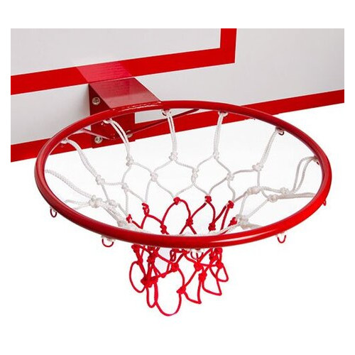 Щит баскетбольний з кільцем та сіткою посилений FDSO LA-6275 Біло-червоний (57508197) фото №3