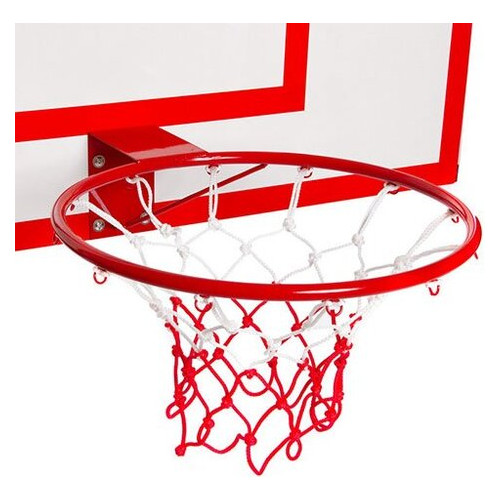 Щит баскетбольний з кільцем та сіткою посилений FDSO LA-6299 Біло-червоний (57508198) фото №3