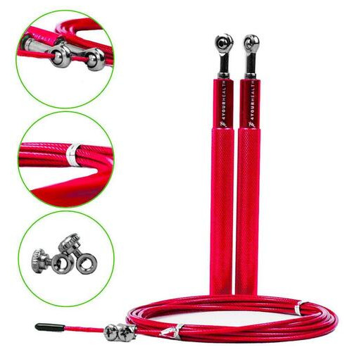 Скакалка швидкісна 4yourhealth Jump Rope Premium 3м металева на підшипниках 0194 Red фото №1