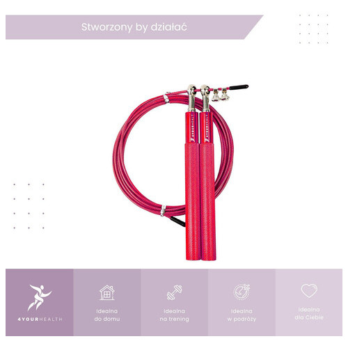 Скакалка швидкісна 4yourhealth Jump Rope Premium 3м металева на підшипниках 0194 Red фото №7