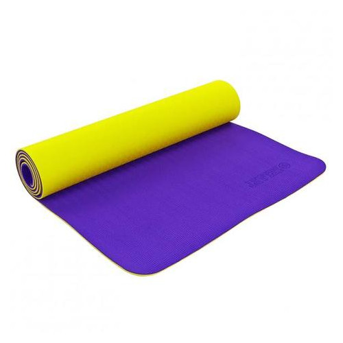 Коврик для фитнеса и йоги (йога мат) Zelart двухслойный 1730*610*6 мм желто-фиолетовый (ZEL PROFI-5172-11) фото №1