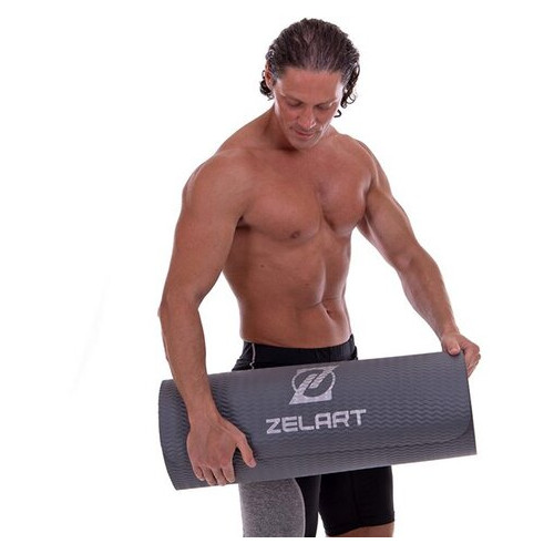 Килимок для фітнесу та йоги професійний Zelart FI-2264 Темно-сірий (56363160) фото №10