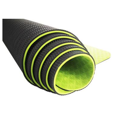 Килимок для йоги та фітнесу U-POWEX TPE Yoga mat Green/Black (183х61х0.6) фото №4