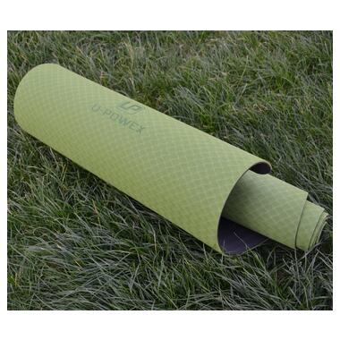 Килимок для йоги та фітнесу U-POWEX TPE Yoga mat Green/Black (183х61х0.6) фото №9