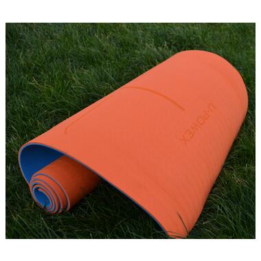 Килимок для йоги та фітнесу U-POWEX TPE Yoga mat Orange/Blue (183х61х0.6) фото №5
