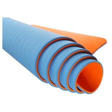 Килимок для йоги та фітнесу U-POWEX TPE Yoga mat Orange/Blue (183х61х0.6) фото №3