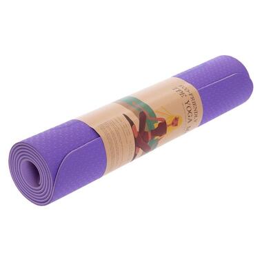 Килимок для йоги з розміткою TPE Record FI-2430 183x61x06см фіолетовий 5127601 фото №4