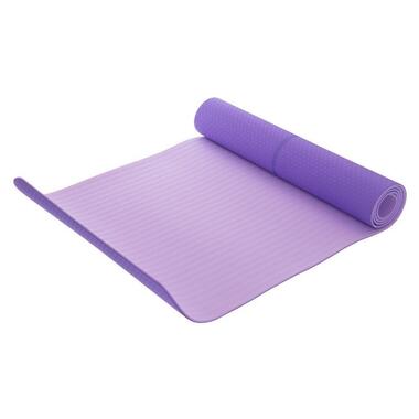 Килимок для йоги з розміткою TPE Record FI-2430 183x61x06см фіолетовий 5127601 фото №2