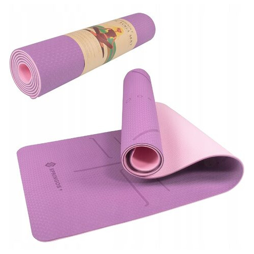 Коврик для йоги и фитнеса Springos TPE 6 мм YG0015 Purple/Pink фото №4