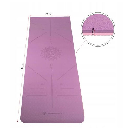 Коврик для йоги и фитнеса Springos TPE 6 мм YG0015 Purple/Pink фото №8