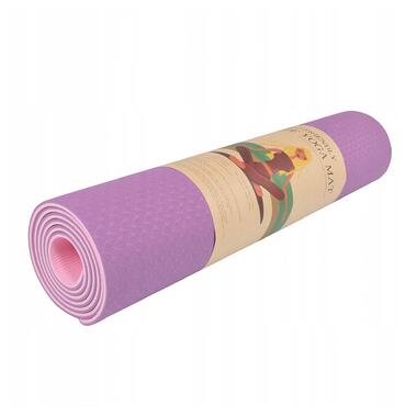 Коврик для йоги и фитнеса Springos TPE 6 мм YG0015 Purple/Pink фото №9