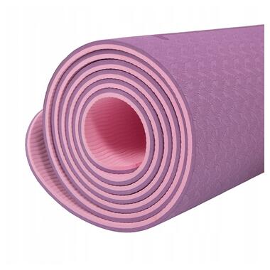 Коврик для йоги и фитнеса Springos TPE 6 мм YG0015 Purple/Pink фото №5