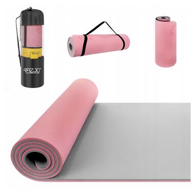 Коврик (мат) для йоги и фітнесу 4FIZJO TPE 1 см Pink/Grey 4FJ0200 фото №4