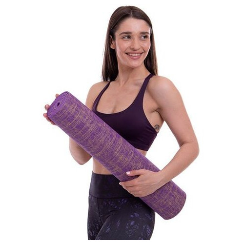 Килимок для йоги FDSO Джутовий (Yoga mat) FI-2441 Бордовий (56508138) фото №5