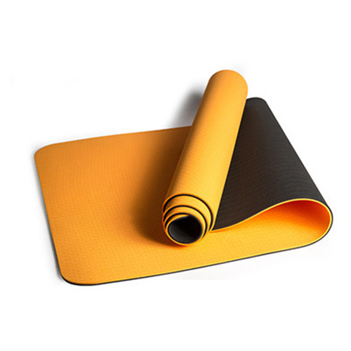Килимок для йоги та фітнесу EasyFit TPE TC 183х61см товщина 6мм двошаровий помаранчевий-чорний фото №1